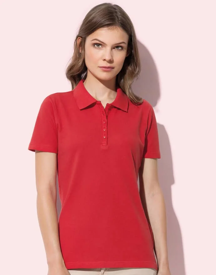 polo rouge pour femme, vêtements personnalisés